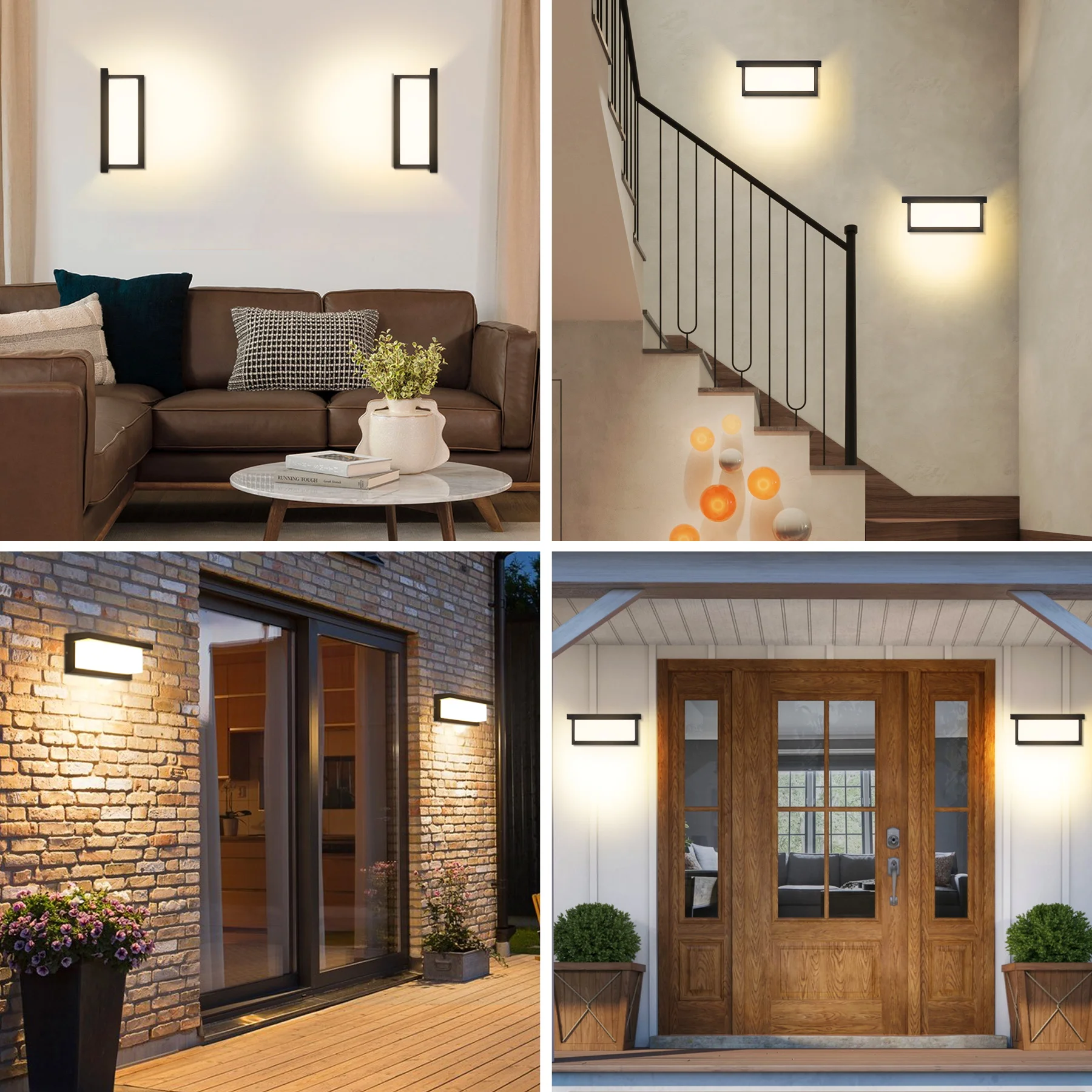 Modern Square Wall Light LED Flush Mount Black Home Decor Wall Sconce IP65 Waterproof for Balcony Living Room Bedroom 25W