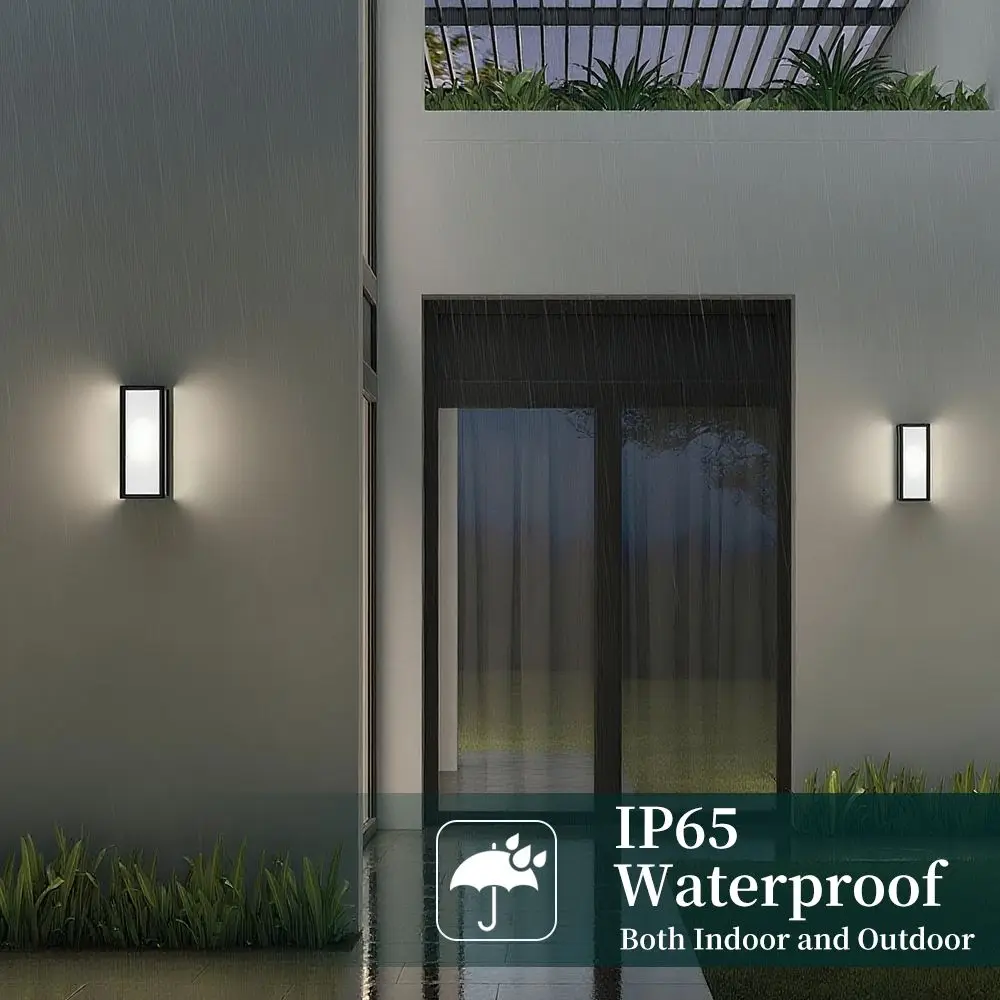 Modern Square Wall Light LED Flush Mount Black Home Decor Wall Sconce IP65 Waterproof for Balcony Living Room Bedroom 25W