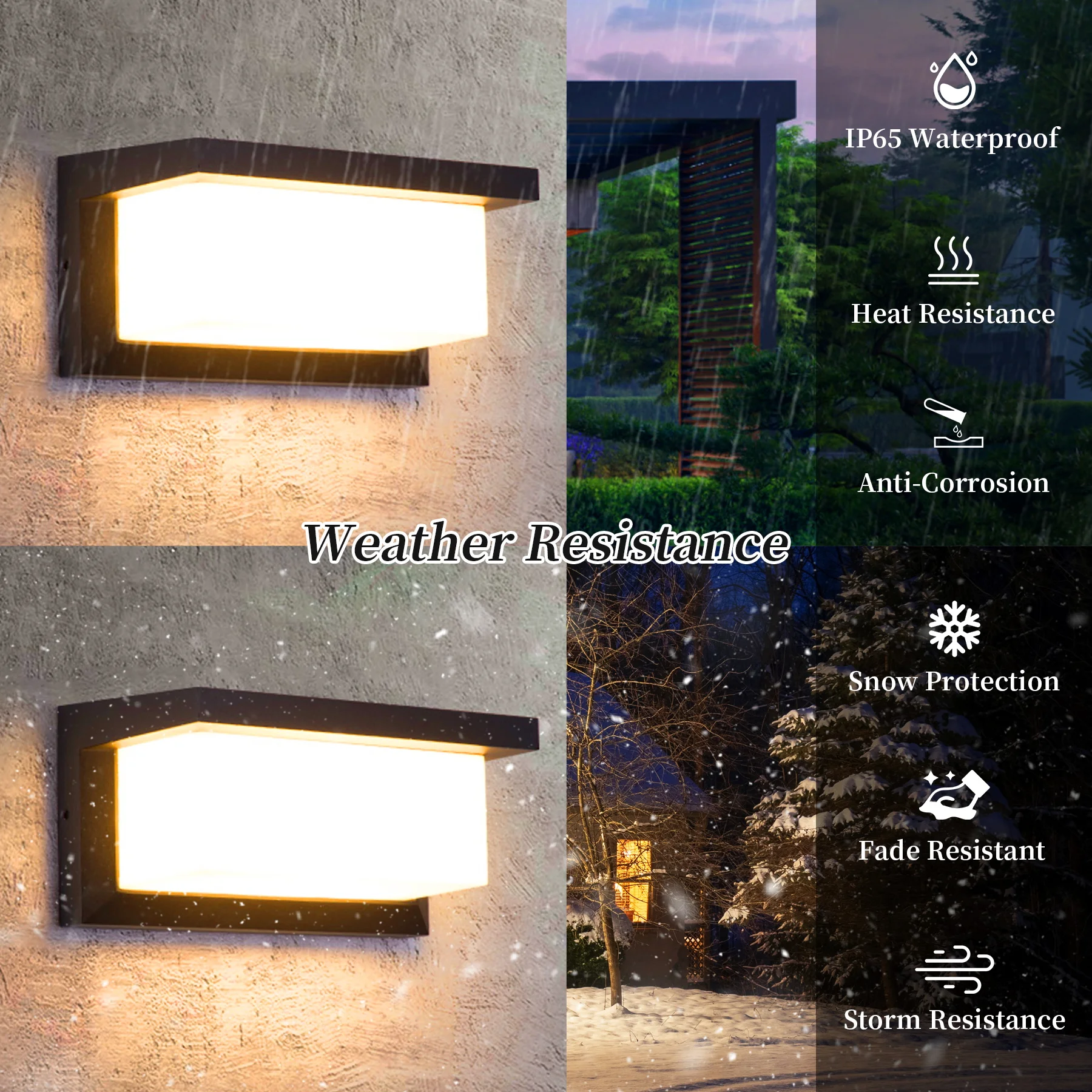 Modern Square Wall Light LED Flush Mount Black Home Decor Wall Sconce IP65 Waterproof for Balcony Living Room Bedroom 25W