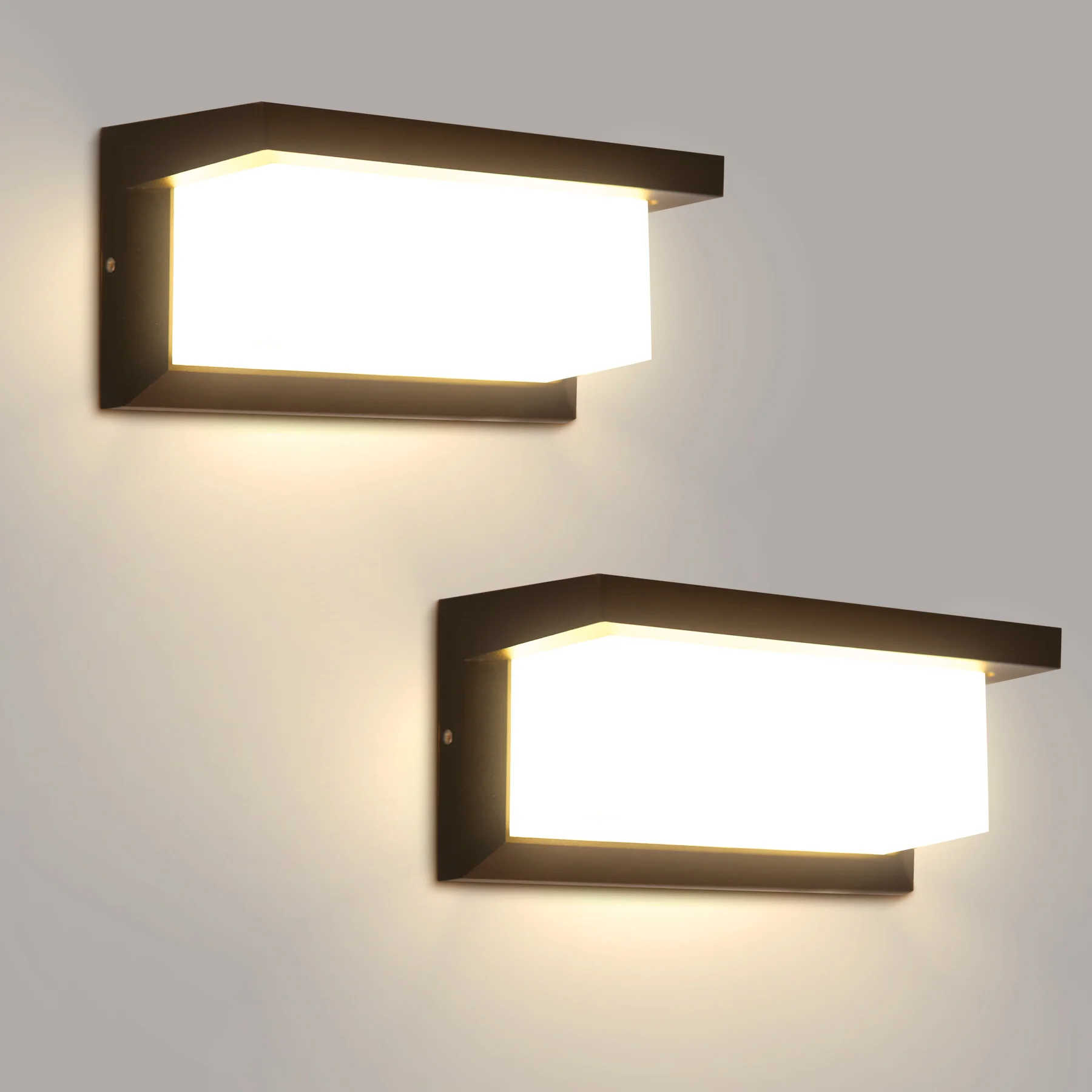 Modern Square Wall Light LED Flush Mount Black Home Decor Wall Sconce IP65 Waterproof for Balcony Living Room Bedroom 25W