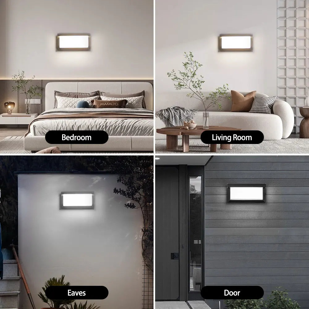 Modern Square Wall Light LED Flush Mount Black Home Decor Wall Sconce IP65 Waterproof for Balcony Living Room Bedroom 25W