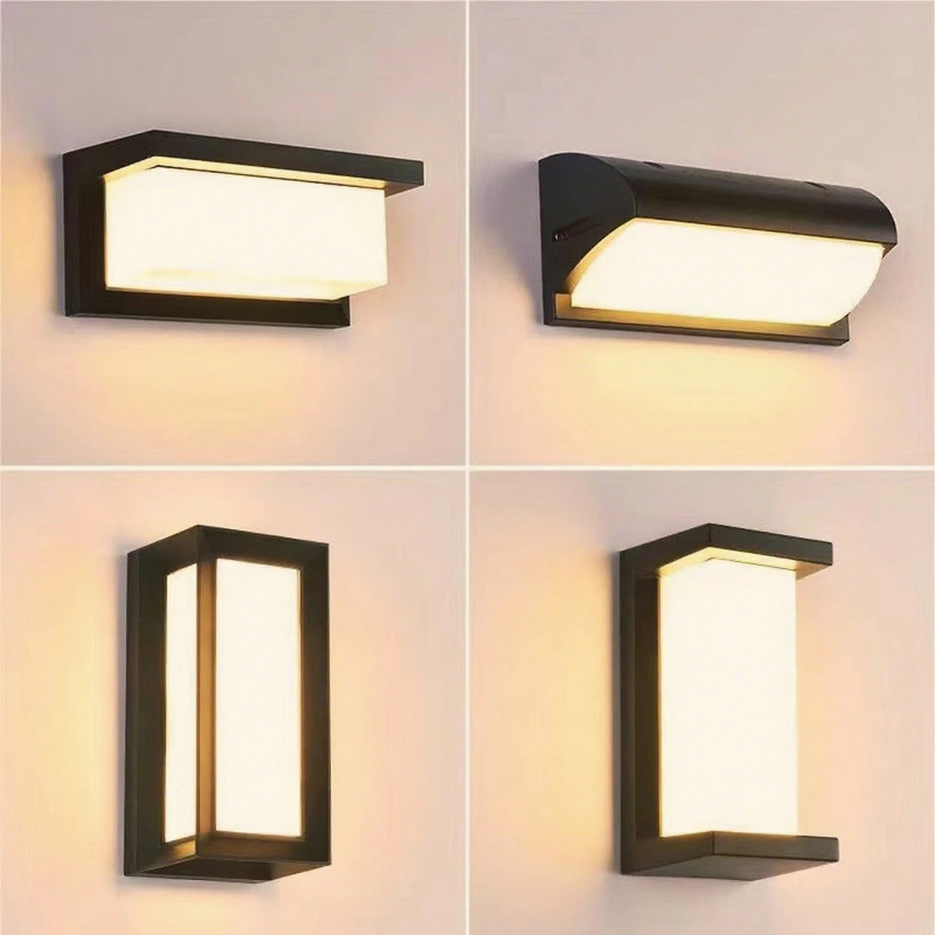 Modern Square Wall Light LED Flush Mount Black Home Decor Wall Sconce IP65 Waterproof for Balcony Living Room Bedroom 25W