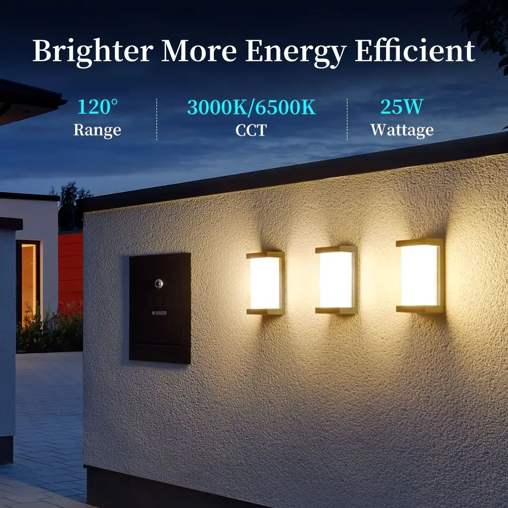 Modern Square Wall Light LED Flush Mount Black Home Decor Wall Sconce IP65 Waterproof for Balcony Living Room Bedroom 25W
