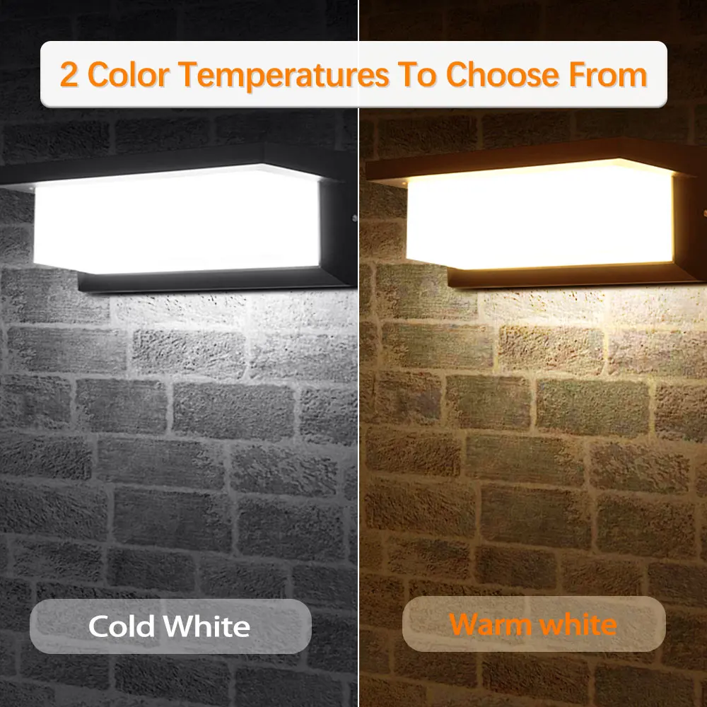 Modern Square Wall Light LED Flush Mount Black Home Decor Wall Sconce IP65 Waterproof for Balcony Living Room Bedroom 25W