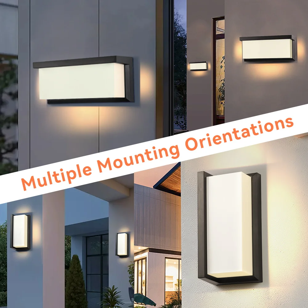 Modern Square Wall Light LED Flush Mount Black Home Decor Wall Sconce IP65 Waterproof for Balcony Living Room Bedroom 25W
