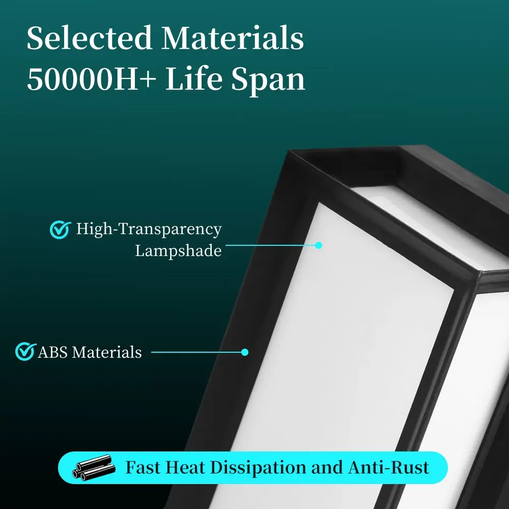 Modern Square Wall Light LED Flush Mount Black Home Decor Wall Sconce IP65 Waterproof for Balcony Living Room Bedroom 25W