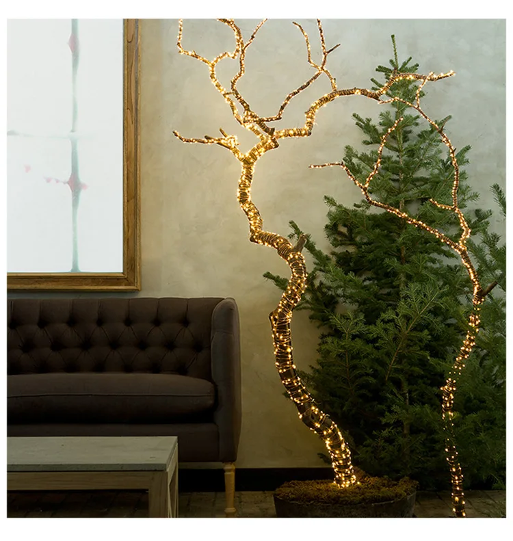 Solar Powered LED Branch Lights With Copper Waterproof Waterfall Light For Garden Party Outdoor Christmas Tree Decoration