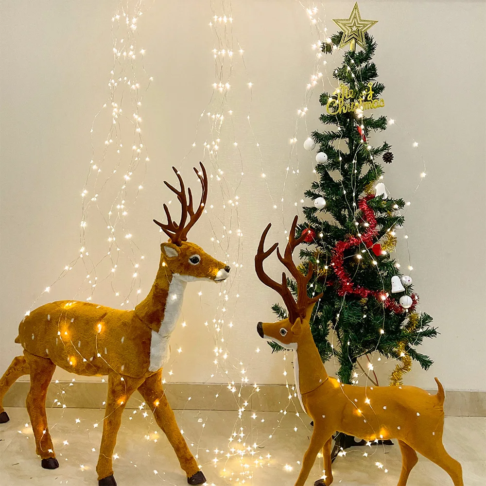 Solar Powered LED Branch Lights With Copper Waterproof Waterfall Light For Garden Party Outdoor Christmas Tree Decoration