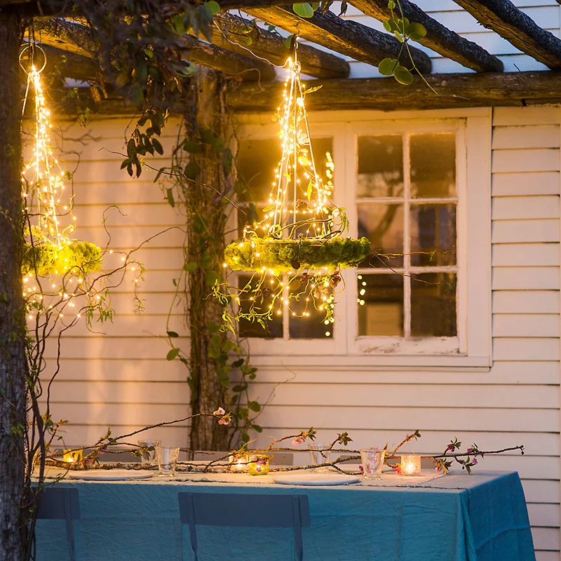 Solar Powered LED Branch Lights With Copper Waterproof Waterfall Light For Garden Party Outdoor Christmas Tree Decoration