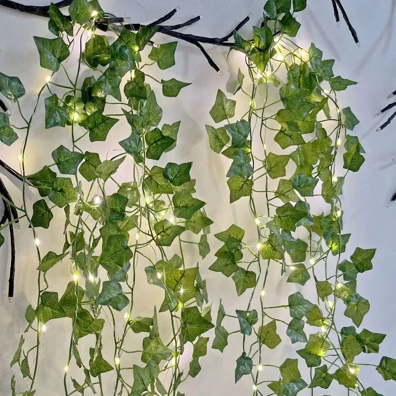 1 Pack Realistic Greenery Vines with 20 LED String Lights Indoor Outdoor Decor for New Year Wall Home Room Office Birthday Party
