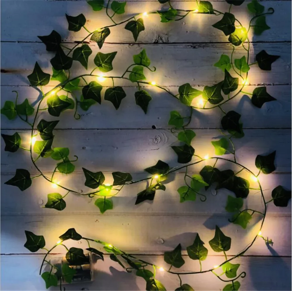 1 Pack Realistic Greenery Vines with 20 LED String Lights Indoor Outdoor Decor for New Year Wall Home Room Office Birthday Party