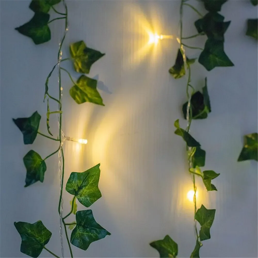 1 Pack Realistic Greenery Vines with 20 LED String Lights Indoor Outdoor Decor for New Year Wall Home Room Office Birthday Party