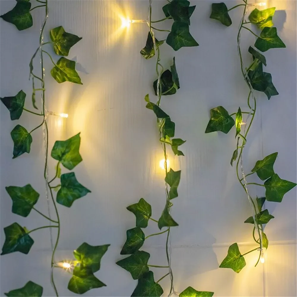 1 Pack Realistic Greenery Vines with 20 LED String Lights Indoor Outdoor Decor for New Year Wall Home Room Office Birthday Party