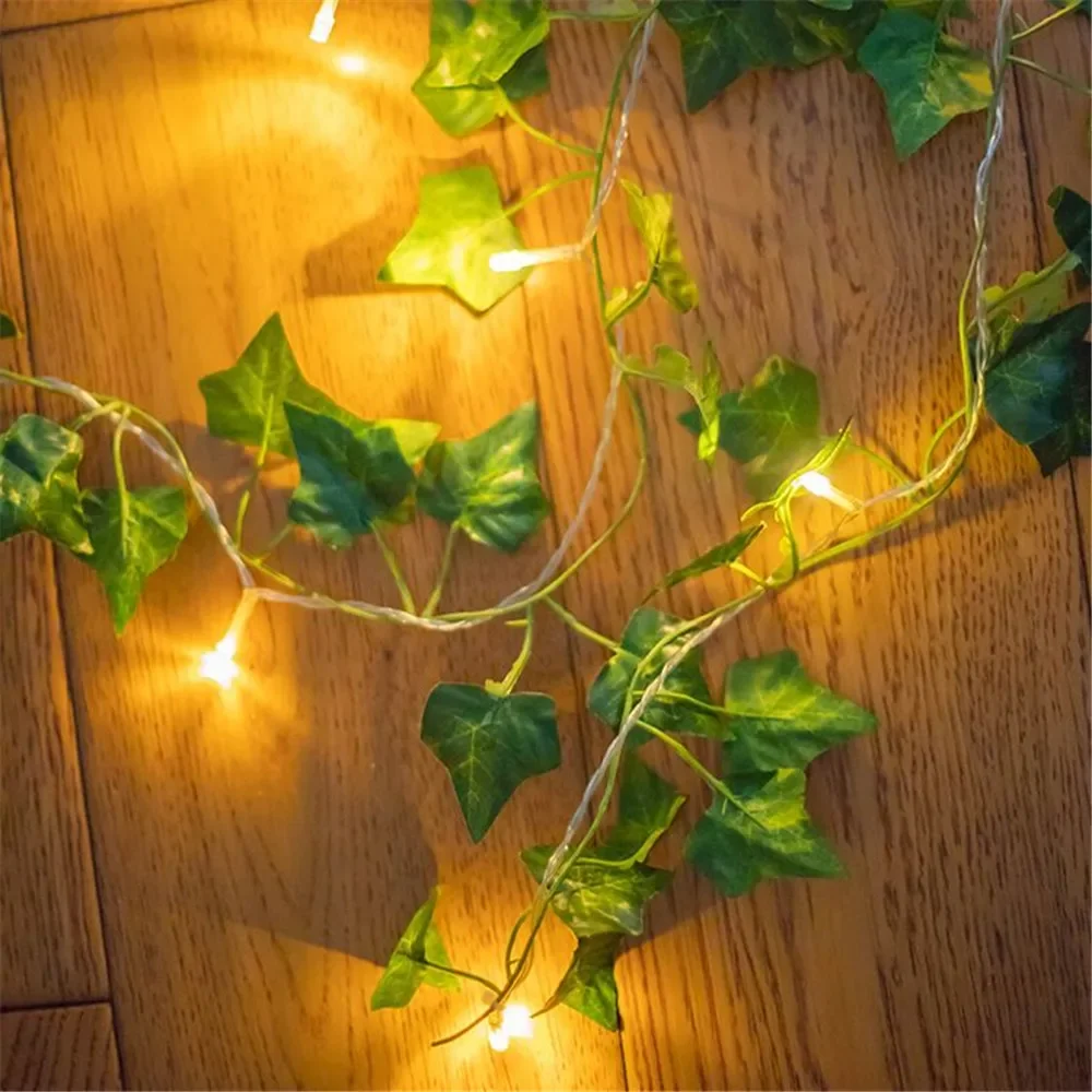 1 Pack Realistic Greenery Vines with 20 LED String Lights Indoor Outdoor Decor for New Year Wall Home Room Office Birthday Party