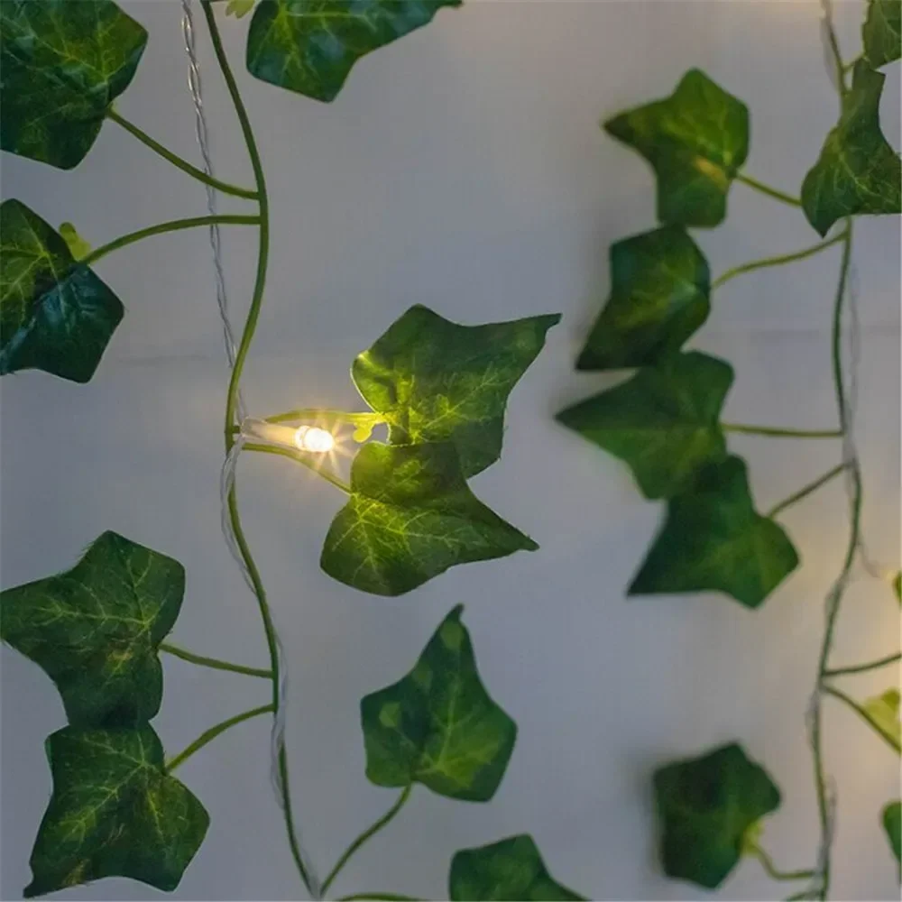 1 Pack Realistic Greenery Vines with 20 LED String Lights Indoor Outdoor Decor for New Year Wall Home Room Office Birthday Party