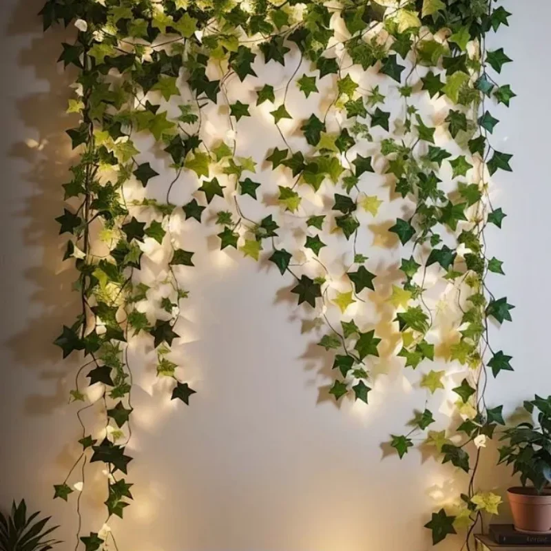 1 Pack Realistic Greenery Vines with 20 LED String Lights Indoor Outdoor Decor for New Year Wall Home Room Office Birthday Party