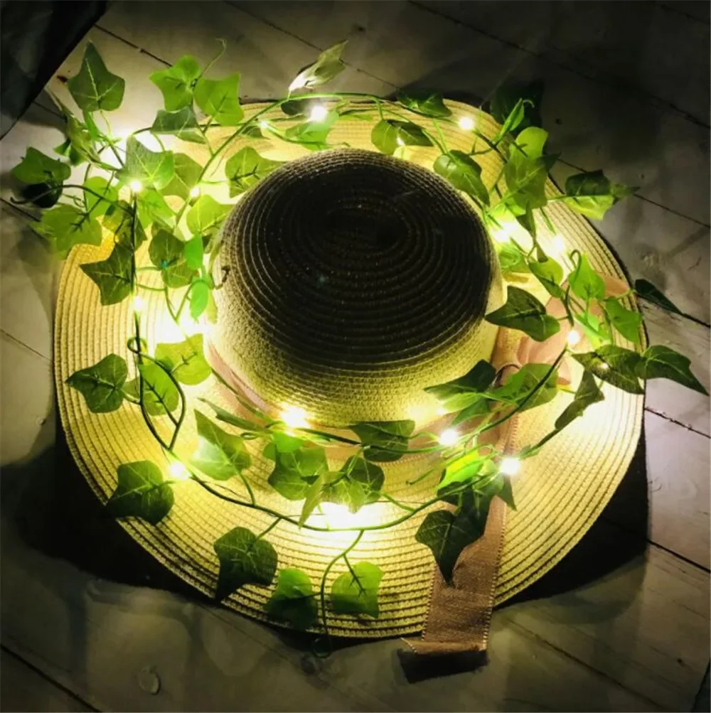 1 Pack Realistic Greenery Vines with 20 LED String Lights Indoor Outdoor Decor for New Year Wall Home Room Office Birthday Party