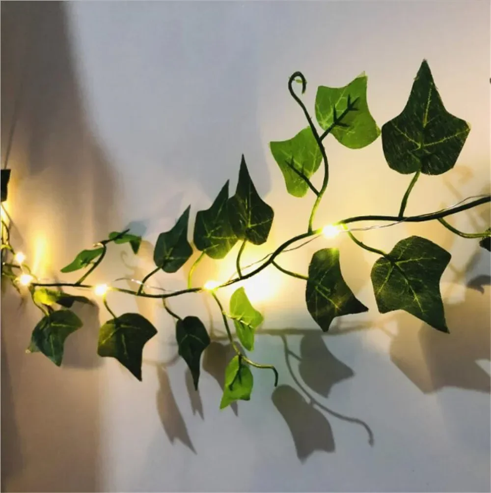 1 Pack Realistic Greenery Vines with 20 LED String Lights Indoor Outdoor Decor for New Year Wall Home Room Office Birthday Party
