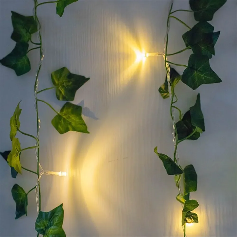 1 Pack Realistic Greenery Vines with 20 LED String Lights Indoor Outdoor Decor for New Year Wall Home Room Office Birthday Party