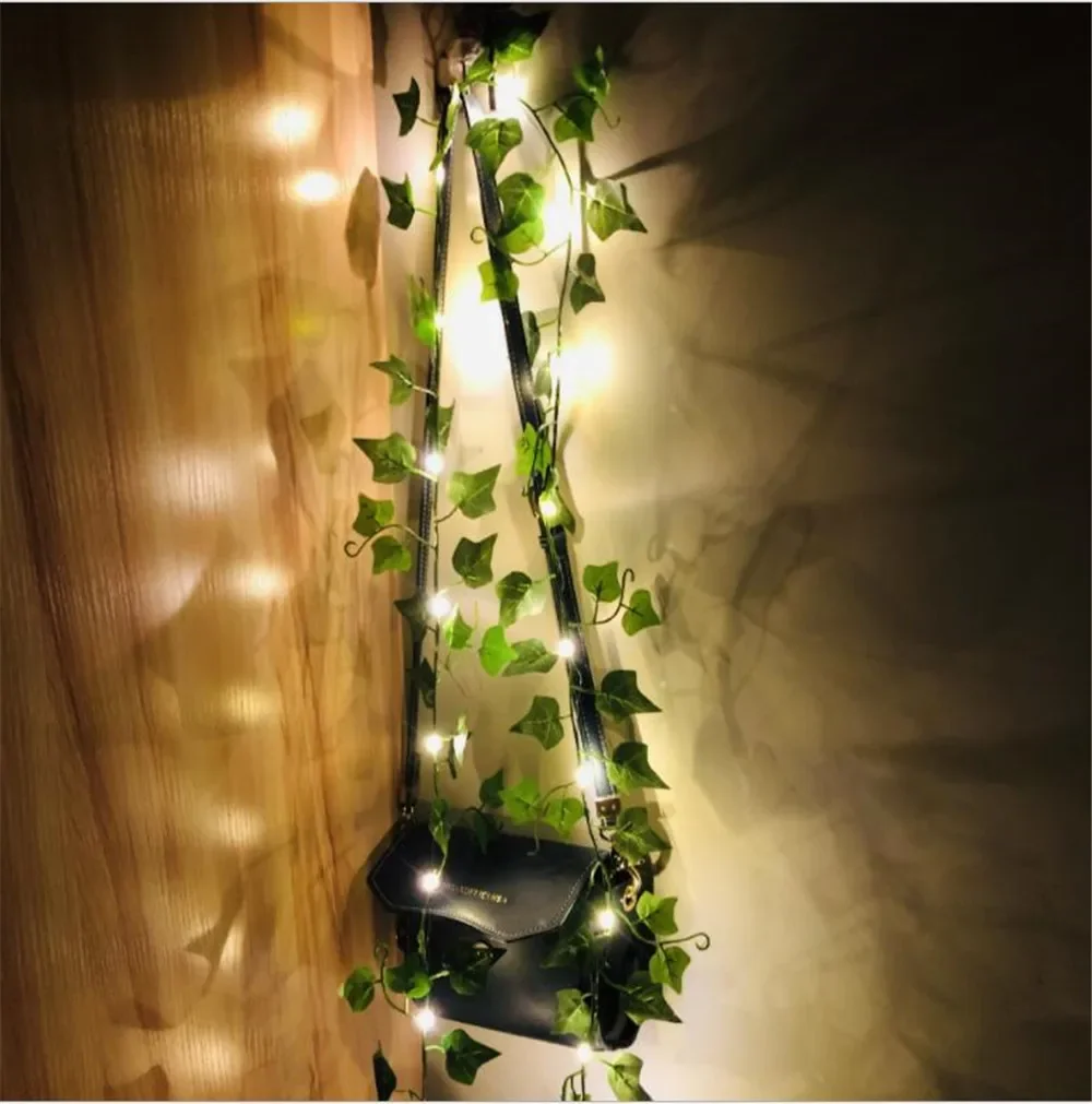 1 Pack Realistic Greenery Vines with 20 LED String Lights Indoor Outdoor Decor for New Year Wall Home Room Office Birthday Party