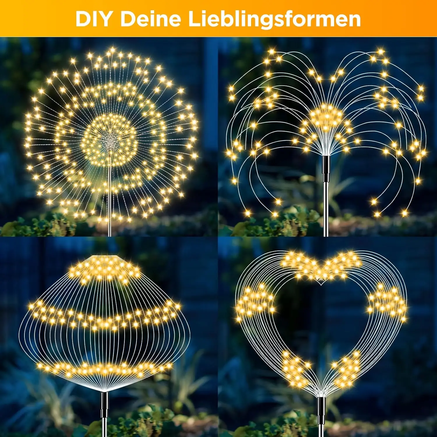Solar Lights for Outdoor Garden LED Dandelion Lighting Stake Solar Firework Light for Lawn Decor Solar Garden Light
