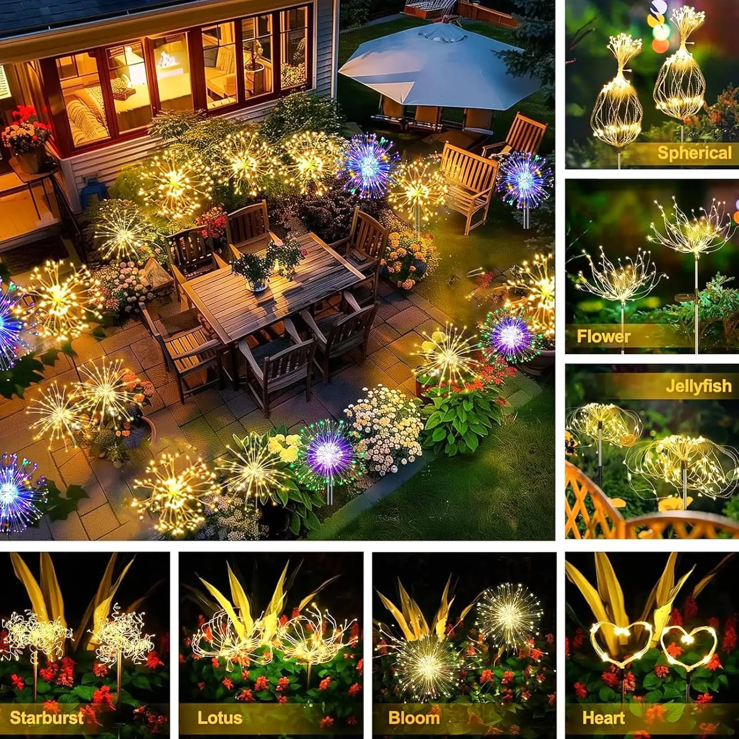 Solar Lights for Outdoor Garden LED Dandelion Lighting Stake Solar Firework Light for Lawn Decor Solar Garden Light