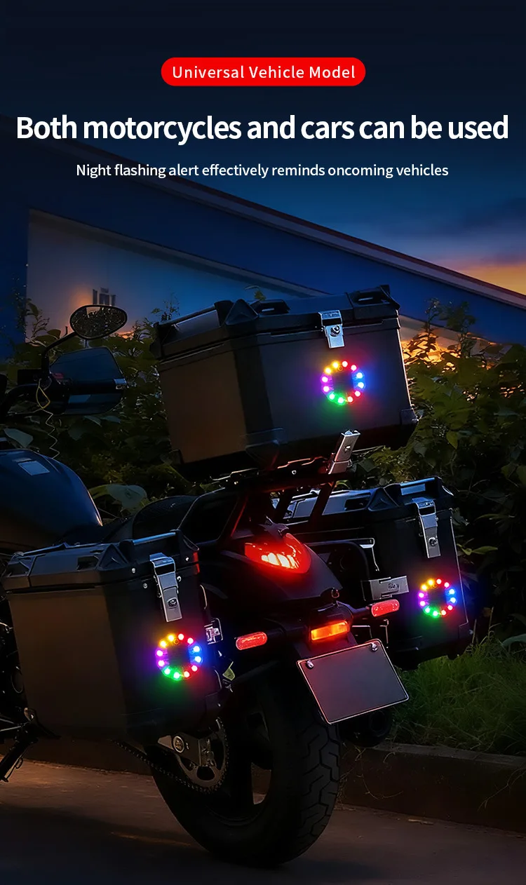 Solar Colorful Warning Flash Light Strong Paste Truck Night Width Tail Light Brake Car Anti-Rear Collision LED Indicator Lamp