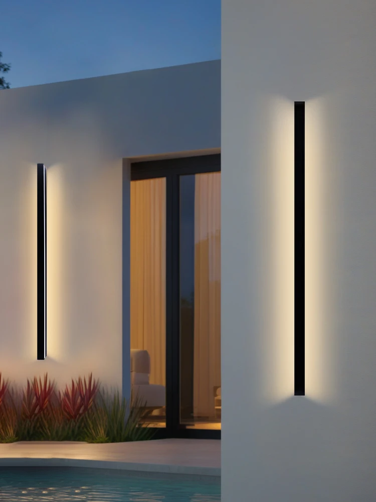Nordic LED Lighting Wall Lamp IP65 Garden Aluminum Strip Wall Lamp Outdoor Waterproof Modern Strip 85-256v Outdoor Decoration
