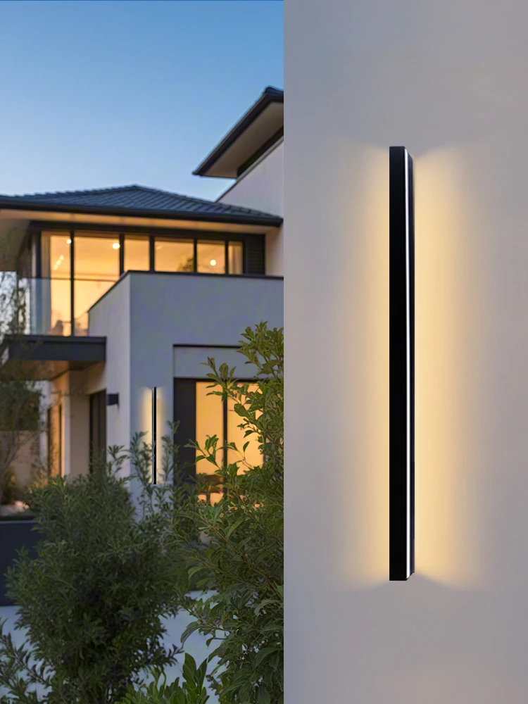 Nordic LED Lighting Wall Lamp IP65 Garden Aluminum Strip Wall Lamp Outdoor Waterproof Modern Strip 85-256v Outdoor Decoration