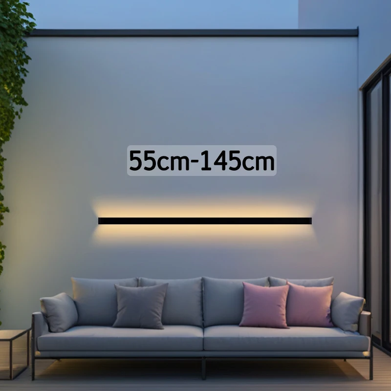 Nordic LED Lighting Wall Lamp IP65 Garden Aluminum Strip Wall Lamp Outdoor Waterproof Modern Strip 85-256v Outdoor Decoration
