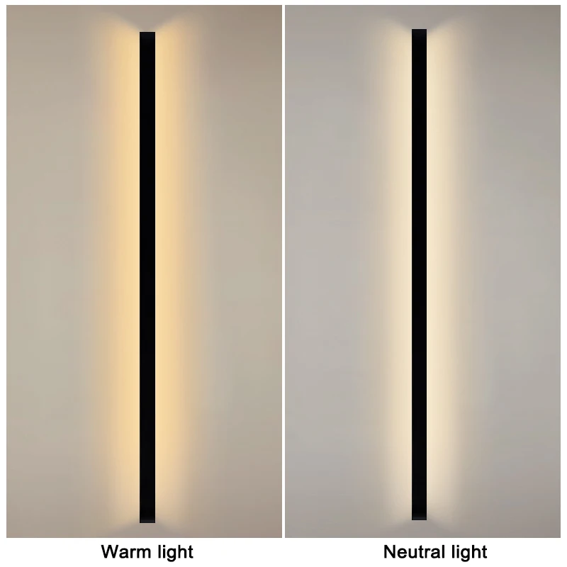 Nordic LED Lighting Wall Lamp IP65 Garden Aluminum Strip Wall Lamp Outdoor Waterproof Modern Strip 85-256v Outdoor Decoration