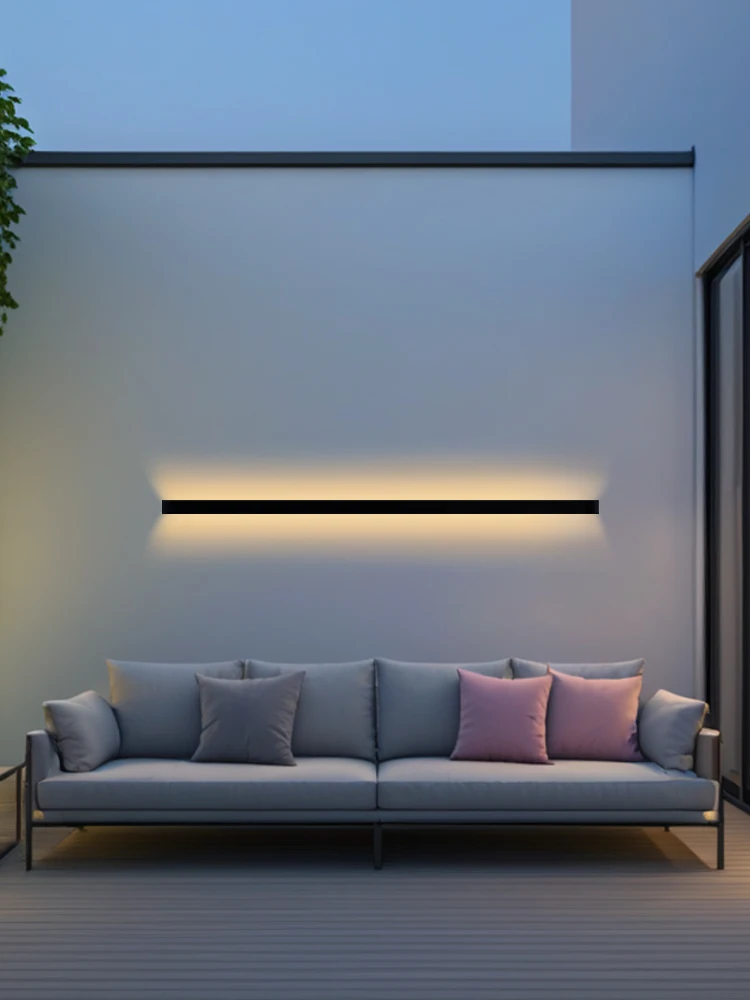 Nordic LED Lighting Wall Lamp IP65 Garden Aluminum Strip Wall Lamp Outdoor Waterproof Modern Strip 85-256v Outdoor Decoration