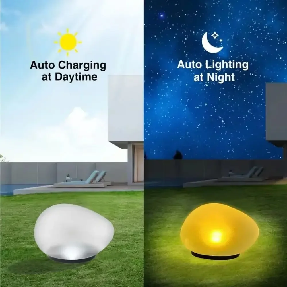 Solar Decorative Lamp Frosted Ground Lamp Outdoor Waterproof Portable Energy Saving Lantern Pebble Lawn Light Home Garden Lamp