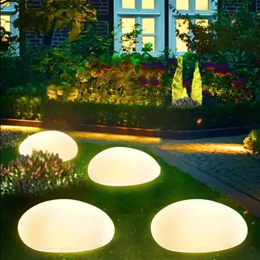 Solar Decorative Lamp Frosted Ground Lamp Outdoor Waterproof Portable Energy Saving Lantern Pebble Lawn Light Home Garden Lamp