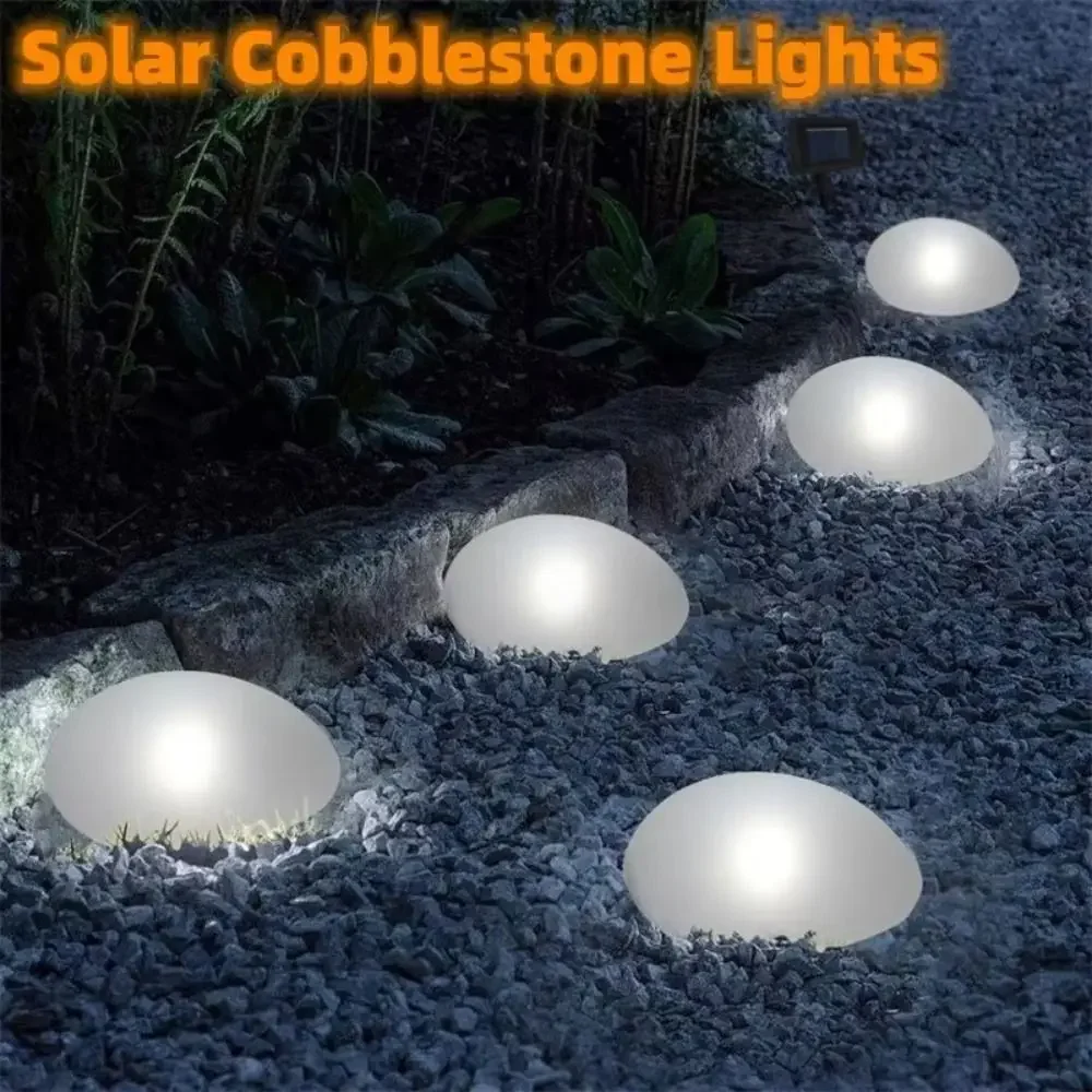 Solar Decorative Lamp Frosted Ground Lamp Outdoor Waterproof Portable Energy Saving Lantern Pebble Lawn Light Home Garden Lamp