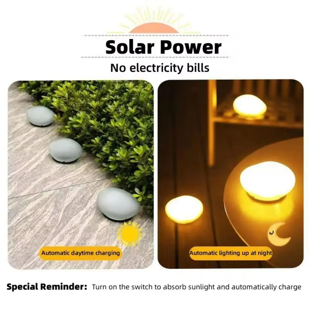 Solar Decorative Lamp Frosted Ground Lamp Outdoor Waterproof Portable Energy Saving Lantern Pebble Lawn Light Home Garden Lamp