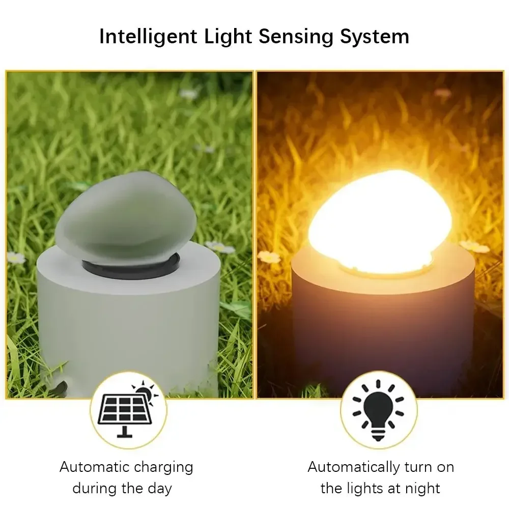 Solar Decorative Lamp Frosted Ground Lamp Outdoor Waterproof Portable Energy Saving Lantern Pebble Lawn Light Home Garden Lamp
