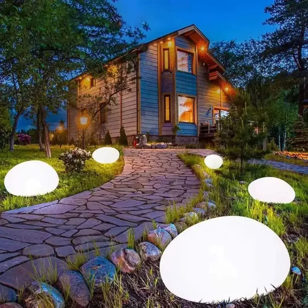 Solar Decorative Lamp Frosted Ground Lamp Outdoor Waterproof Portable Energy Saving Lantern Pebble Lawn Light Home Garden Lamp
