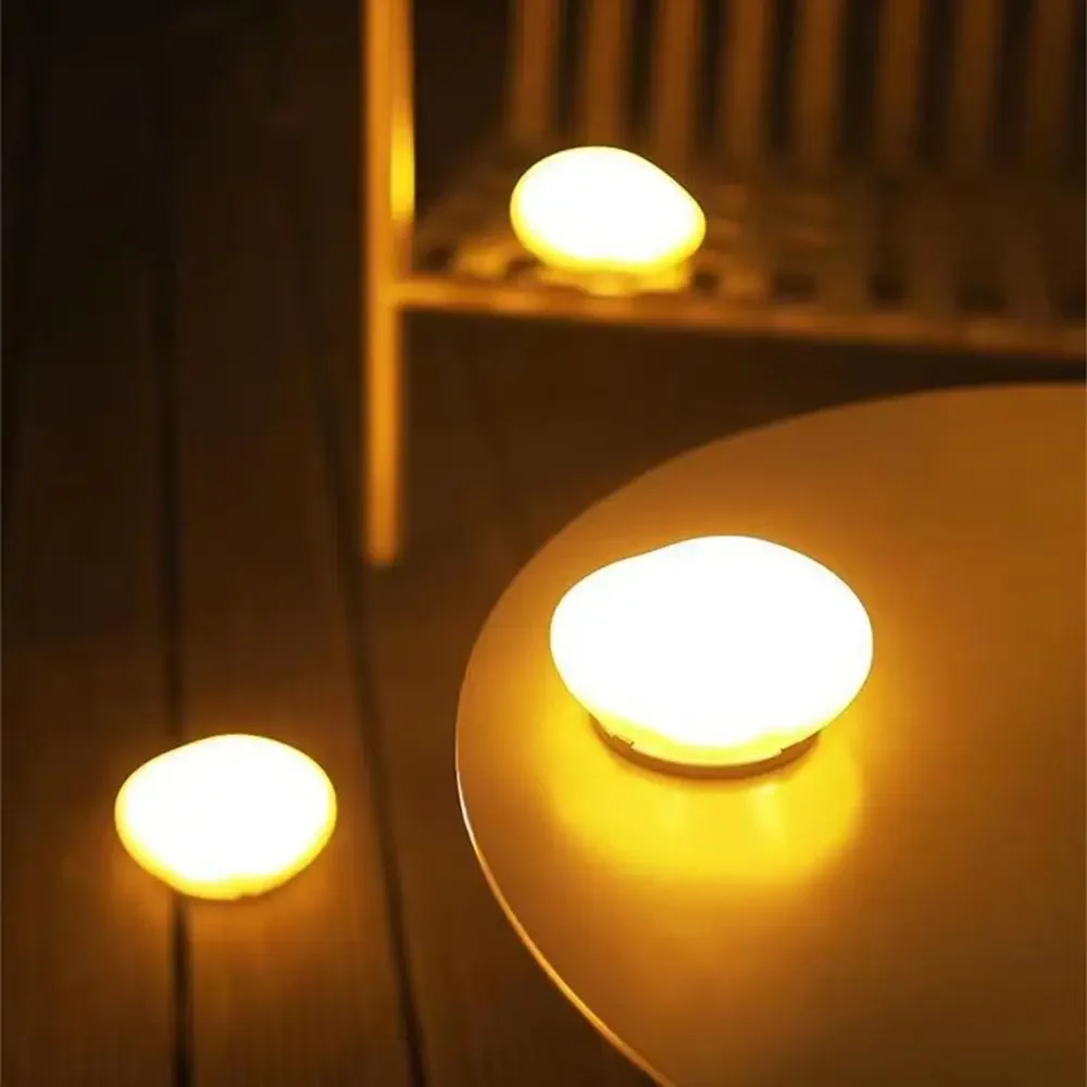 Solar Decorative Lamp Frosted Ground Lamp Outdoor Waterproof Portable Energy Saving Lantern Pebble Lawn Light Home Garden Lamp