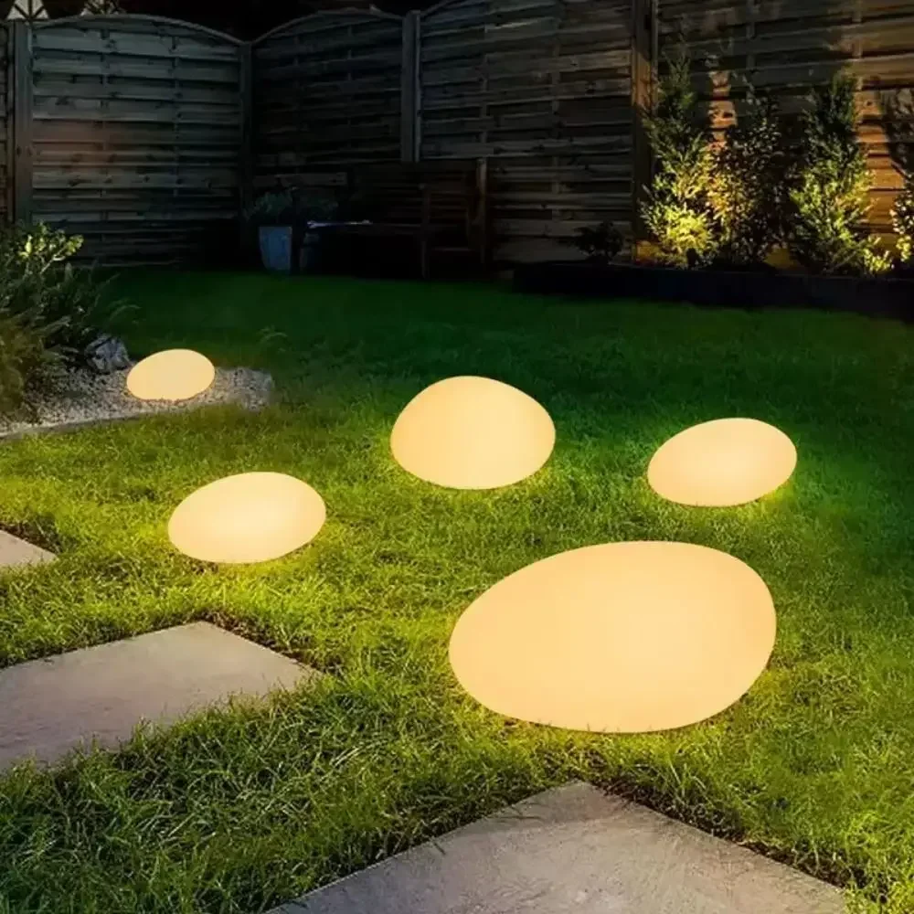 Solar Decorative Lamp Frosted Ground Lamp Outdoor Waterproof Portable Energy Saving Lantern Pebble Lawn Light Home Garden Lamp