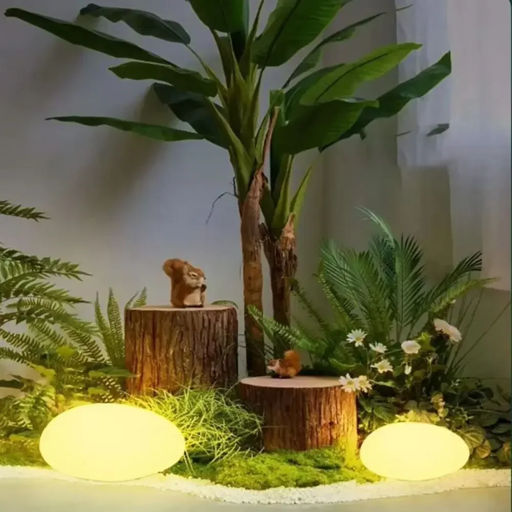 Solar Decorative Lamp Frosted Ground Lamp Outdoor Waterproof Portable Energy Saving Lantern Pebble Lawn Light Home Garden Lamp