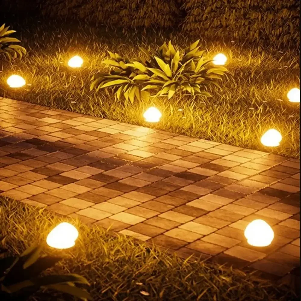 Solar Decorative Lamp Frosted Ground Lamp Outdoor Waterproof Portable Energy Saving Lantern Pebble Lawn Light Home Garden Lamp