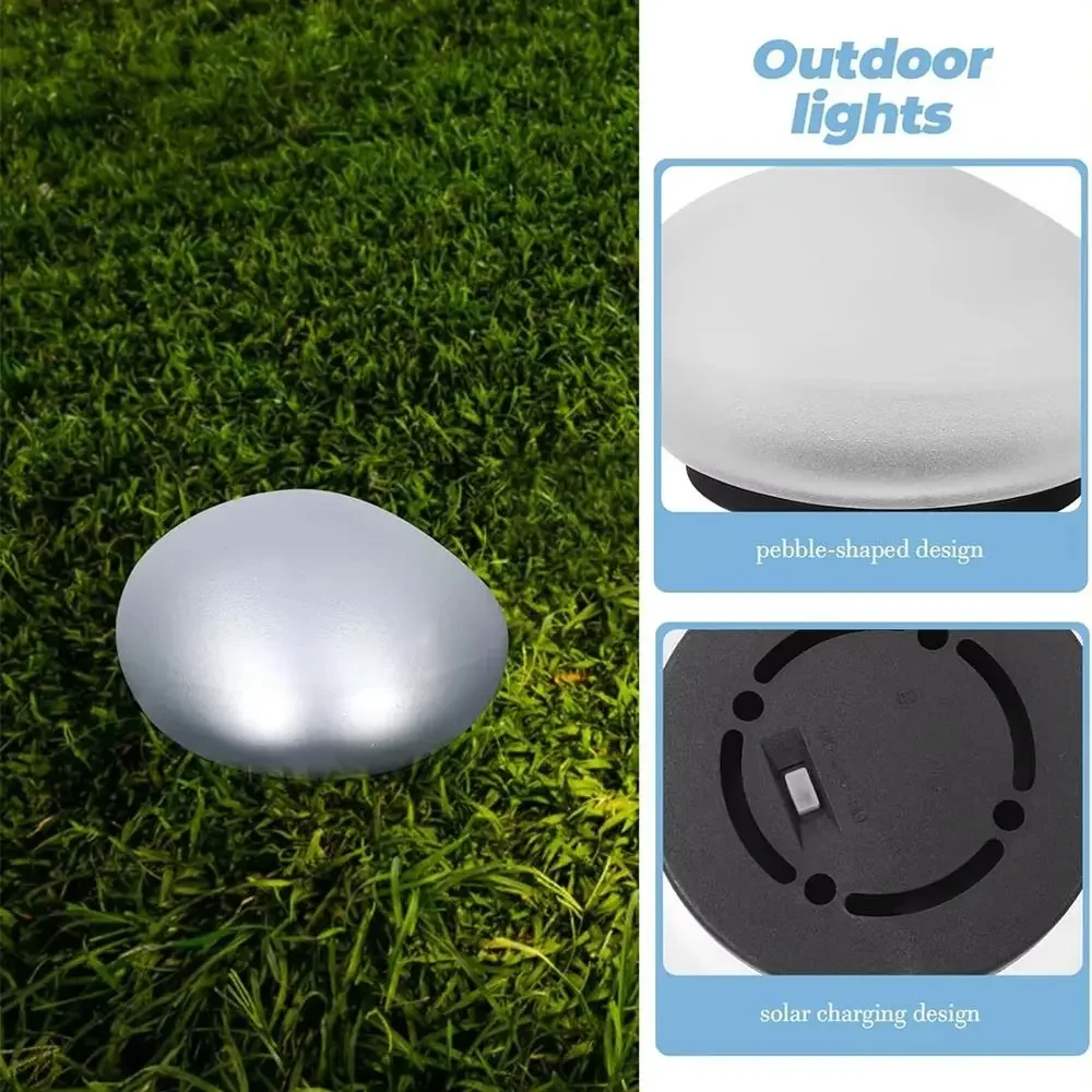 Solar Decorative Lamp Frosted Ground Lamp Outdoor Waterproof Portable Energy Saving Lantern Pebble Lawn Light Home Garden Lamp