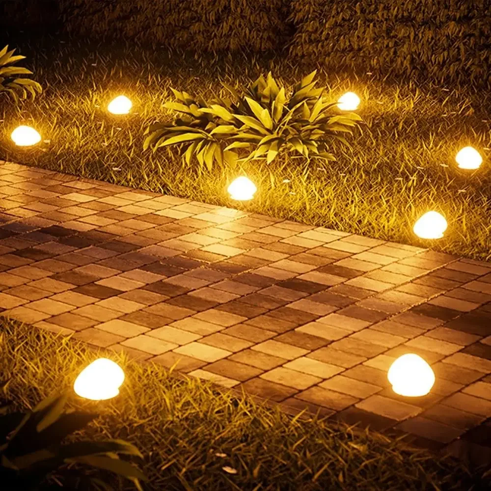 Solar Decorative Lamp Frosted Ground Lamp Outdoor Waterproof Portable Energy Saving Lantern Pebble Lawn Light Home Garden Lamp
