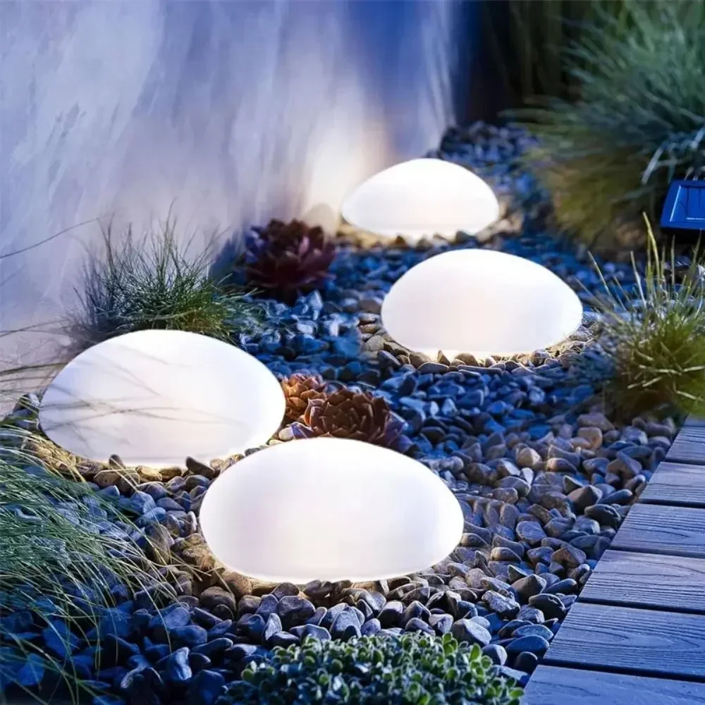 Solar Decorative Lamp Frosted Ground Lamp Outdoor Waterproof Portable Energy Saving Lantern Pebble Lawn Light Home Garden Lamp