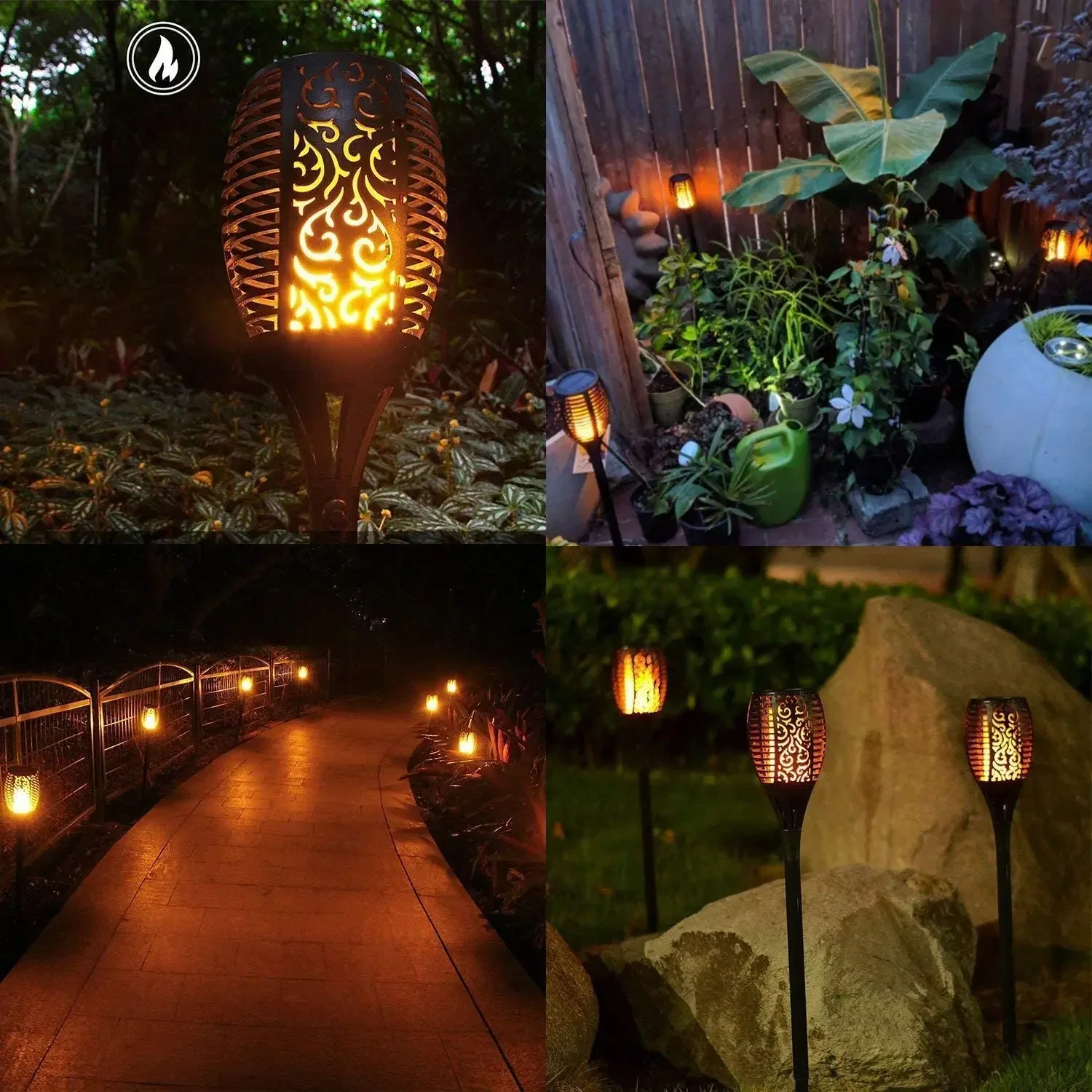 Outdoor Flickering Torch Solar Garden Flame Light 96LED Solar Lights Waterproof Decor Landscape Lawn Lamp Path Lighting