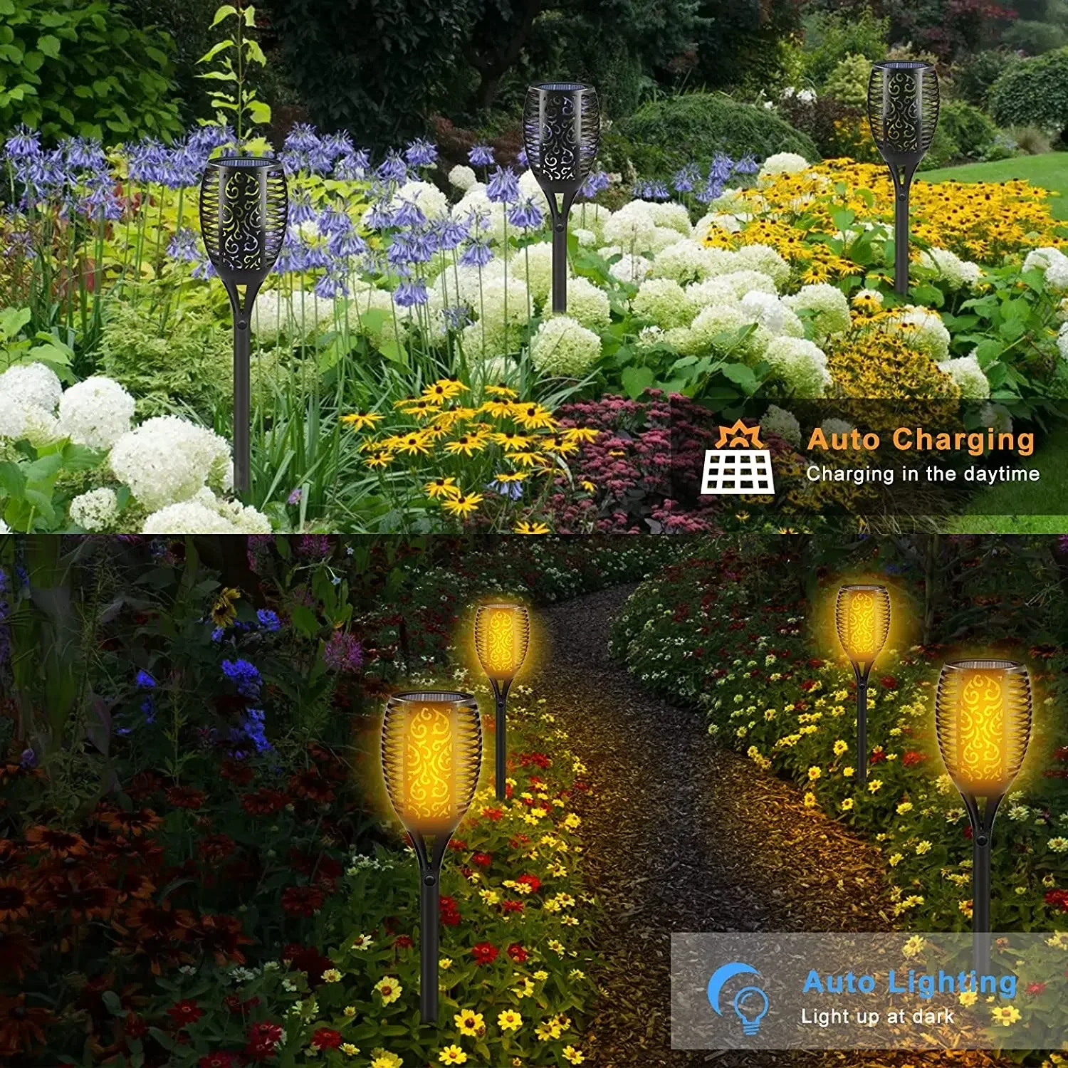 Outdoor Flickering Torch Solar Garden Flame Light 96LED Solar Lights Waterproof Decor Landscape Lawn Lamp Path Lighting