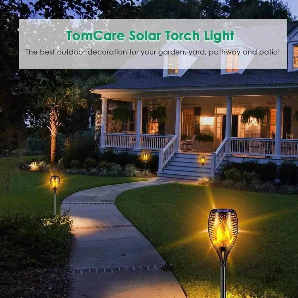 Outdoor Flickering Torch Solar Garden Flame Light 96LED Solar Lights Waterproof Decor Landscape Lawn Lamp Path Lighting