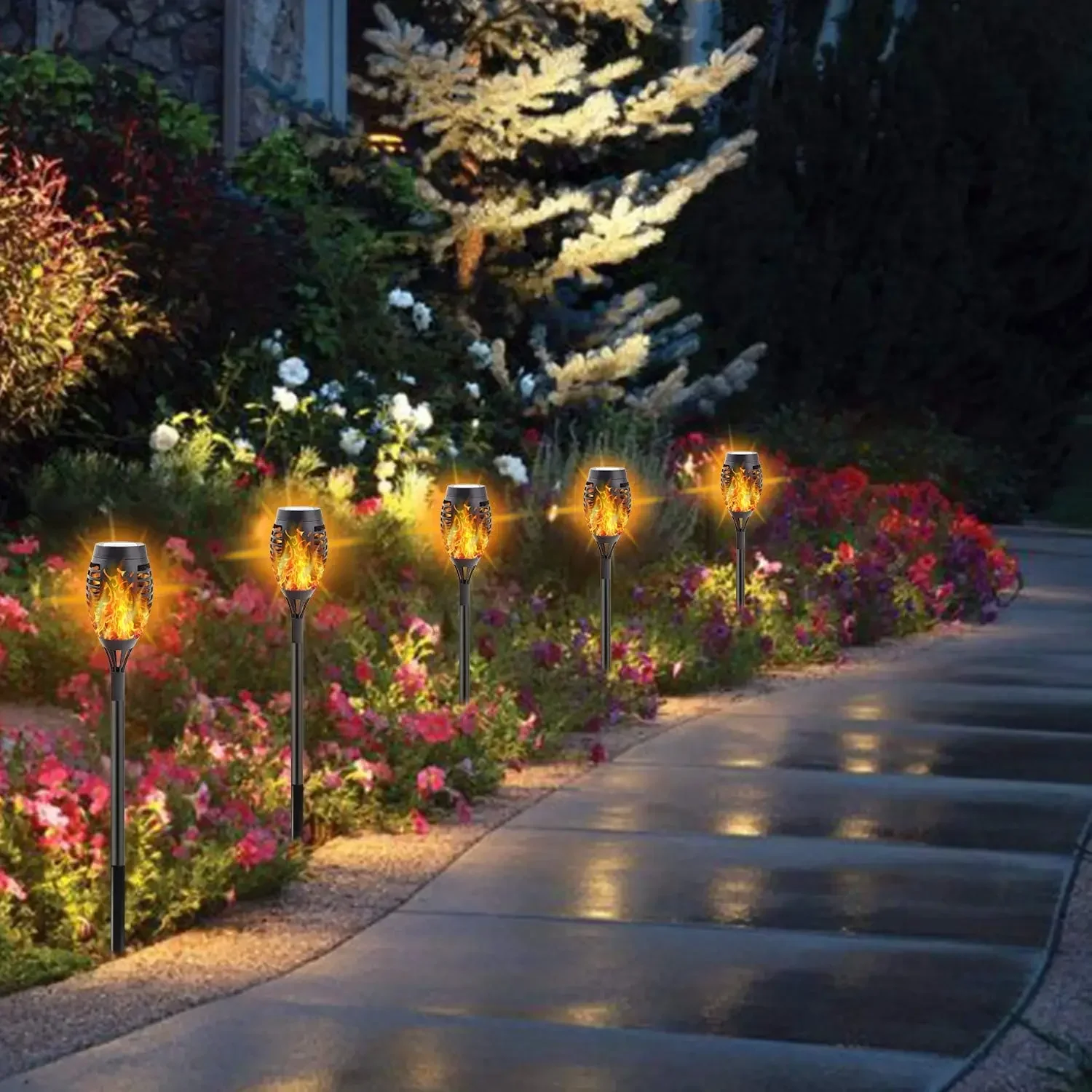 Outdoor Flickering Torch Solar Garden Flame Light 96LED Solar Lights Waterproof Decor Landscape Lawn Lamp Path Lighting