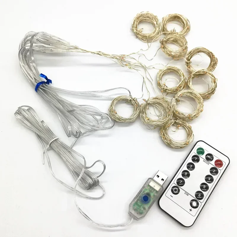 3/6M USB LED Curtain 8Modes Remote Control Lights Holiday Wedding Garland for Bedroom Living Room Decor Ramadan Decorations